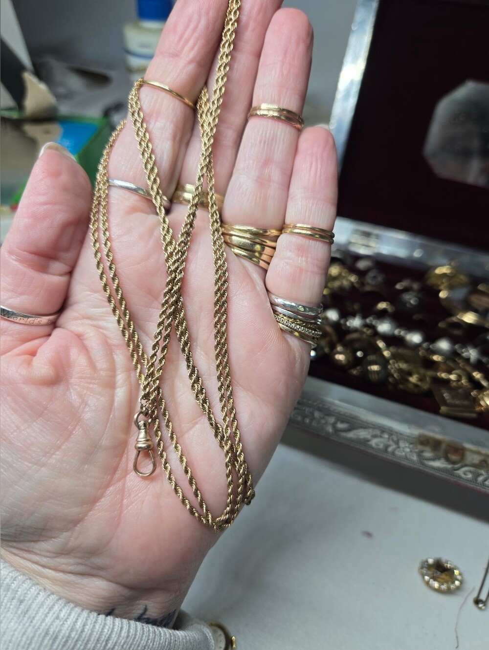 Victorian Gold Filled Twist Rope Watch Chain Necklace - Women's Jewelry